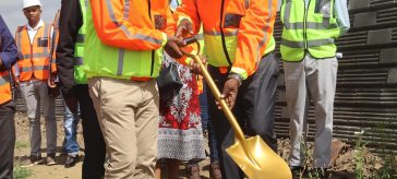 Health Minister Selibe Mochoboroane joined by Social Cluster Portfolio Committee Chair Mokhothu Makhalanyane to in a handover ceremony of the cancer treatment facility plot to Plem Construction